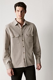 Regular Fit Cotton Wool Blend Puppytooth Overshirt