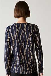 Pima Cotton Chain Print Relaxed Long Sleeved T-shirt