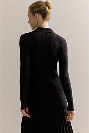 Cotton Cashmere Blend Long Sleeved Knit Shirt