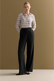 Pintuck Detail Wide Leg Pant