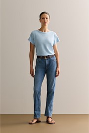 Mid Rise Straight Leg Jean