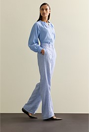 Yarn Dyed Linen Wide Leg Pant