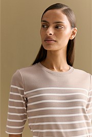 Australian Cotton Breton Stripe Half Sleeve T-shirt