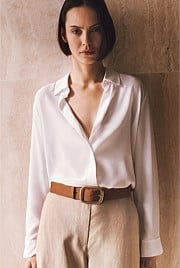 Silk Concealed Placket Shirt