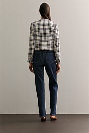 Italian Check Tweed Cropped Jacket