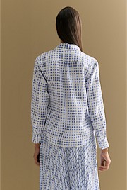 Linen Geo Grid Print Shirt