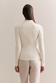 Cotton Cashmere Blend Long Sleeved Knit Shirt