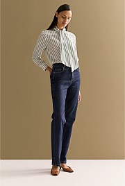 Silk Striped Tie Neck Shirt