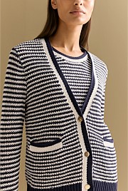 Mercerised Cotton Knit Stitch Detail Cardigan