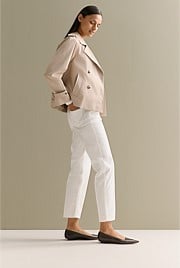 Cotton Twill Cropped Trench Coat