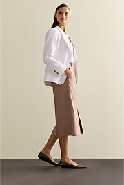 Stretch Linen Blend Pencil Skirt