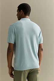 Mercerised Cotton Textured Knit Polo