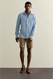 Tailored Fit Basketweave Linen Shirt