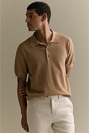 Mercerised Cotton Textured Knit Polo