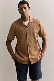 Regular Fit Cotton Blend Pique Shirt