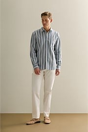 Regular Fit Stripe Monogram Oxford Shirt