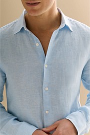 Tailored Fit Yarn Dyed Linen Textured Shirt