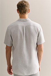 Regular Fit Yarn Dyed Linen Basket Grid Shirt