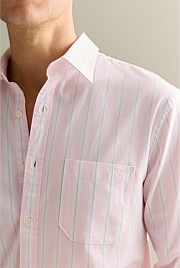 Regular Fit Stripe Monogram Oxford Shirt