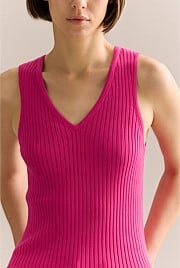 Mercerised Rib V Neck Tank