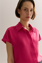 Silk Twill Cap Sleeve Shirt