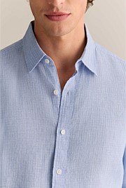 Regular Fit Yarn Dyed Linen Grid Shirt