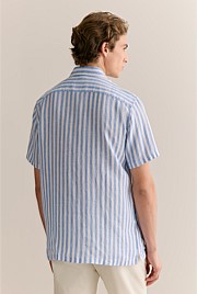 Regular Fit Linen Bengal Stripe Short Sleeve Shirt