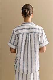 Linen Shadow Stripe Camp Shirt