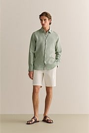 Regular Fit Yarn Dyed Linen Grid Shirt