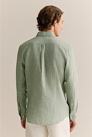 Regular Fit Yarn Dyed Linen Grid Shirt