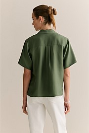 Silk Twill Short Sleeve Camp Shirt