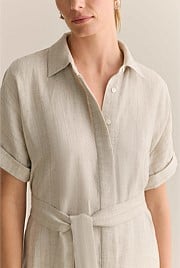 Linen Short Sleeve Shirt Dress