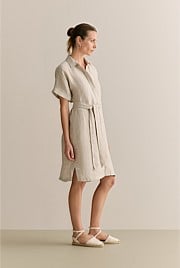 Linen Short Sleeve Shirt Dress