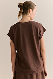 Linen Cotton Relaxed Cap Sleeve T-shirt