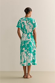 Floral Crepe Wrap Detail Dress