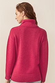 Rib Detail Soft Roll Neck