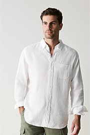 Regular Fit Linen Piece Dyed Long Sleeve Shirt